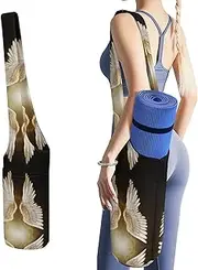 JKLQWH Angel Wing Printed Yoga Mat Bag Long Tote with Pockets for Your Yoga Accessories Exercise Yoga Mat Carrier Holder Multi-Functional Storage Bag Holds Most Pilates Mats