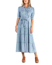 Billy T Lyla Tiered Denim Maxi Dress