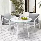 Livsip Outdoor Dining Setting Lounge Chair Patio Furniture Bistro Set 3PCS White