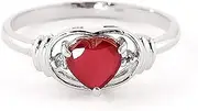 [Galaxy Gold GG] Galaxy Gold14K Solid White Gold Embrace of Love Heart Shape 1.11 Ct Ruby Diamond Ring