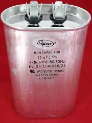Run Capacitor, Oval, 35 Mfd., 440 Volt, CR35X440
