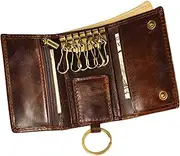[Hemore] Key Wallet, Genuine Leather Key Case, Small Leather Holder with Loop Hook Snap Closure Car Case for Keys/Money/Business Cards, Wallet, Holder