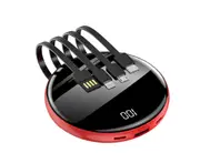 S37 Mini Round Digital Display 8000 MAh Mobile Power Bank Fast Charge with 4 Wire Power Bank Charger Mobile Phone Accessories