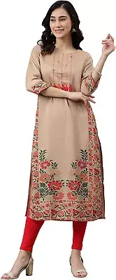 Indian Women'S Tunic Tops Poly Silk Kurti for Women