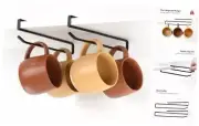 Coffee Mug Hanger for Cabinet, Clip-On Shelf, for Cups, Utensil, Tumbler Lid,