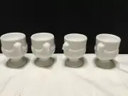 set of 4 White Porcelain Easter Chick / Hen Egg Cup -New! (HH92)