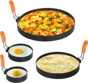 Egg Rings For Griddle Frying Eggs Upgraded 4 Packs, Pancake Shapers With Orange