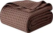 Elegant Comfort Premium 100% Cotton Waffle Blanket - Lightweight Breathable Waffle Weave Bed Blanket - Soft and Warm All Season Blanket for Couch, Sofa and Bed, King Size 90x108 Inches, Brown