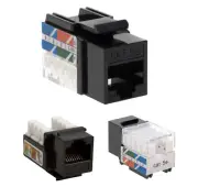 Cat5e Black Keystone Jack 45 Degree Punch Down Network Connector Multi-Pack LOT