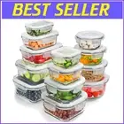 13-Pack Borosilicate Glass Meal Prep Containers – Oven, Microwave, Freezer Safe