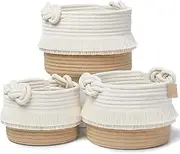 NaturalCozy 3-Piece Decorative Storage Basket Set – Cotton Rope Woven Baskets for Organizing! Small Basket for Nursery Baby Stuff, Gift Basket, Montessori, Dog Toy Bin, Cat Basket, Bathroom Shelves