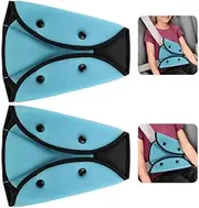 Seat Belt Adjuster,2 Packs Car Seatbelt Safety Cover Triangle Positioner for Short People,Soft Auto Shoulder Neck Strap Adjuster,Protective Safety Strap Adjuster Pad (Blue, One Size)