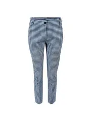 Blue Gingham Slim Cropped Trousers