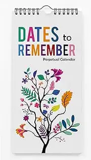 Inkdotpot Floral Tree Perpetual Calendar Birthday Wall Hanging Anniversary Special Event Reminder Calendar Book Journal Stationary Wall Hanging Birthday Gift Card Planner Organizer