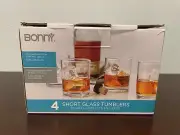 Bonny Bar Set of 4 Short Glass Tumblers Cups Goblets