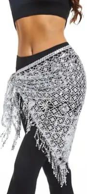 Belly Dance Hip Scarf - Sequin Hip Skirt Belly Dancing Belt Triangle Shawl Tasse