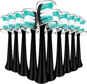 Replacement Toothbrush Heads Compatible with AquaSonic Black Series Vibe Series Electric Toothbrush, Curved Shape Design Planted with Nylon Bristle (Black)