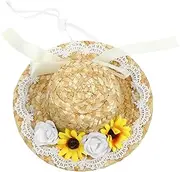 GANAZONO Woven Dog Hat with Bowknot Design Lightweight Summer Pet Accessory for Parties Festivals and Everyday Wear Adorable for Cats and Dogs