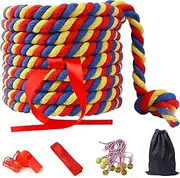 40FT Tug of War Rope for Kids and Adults,Tag o War Ropes,Tug a War Rope,Soft Natural Twisted Cotton Rope Games for Team Building Activities,Carnival Party,Family Reunion,Yard Games (Red/Yellow/Blue)