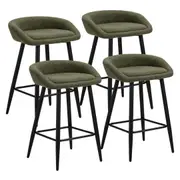 Oikiture Bar Stools Set of 4 Kitchen Dining Chairs Counter Stools Green Boucle