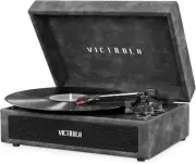 Classic 3-Speed Turntable Suitcase Record Player with Bluetooth & RCA Output