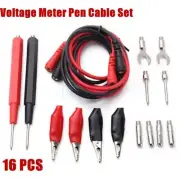 Multimeter Leads Probe Test 16Pcs/Set Clip Alligator Copper Extension Wire