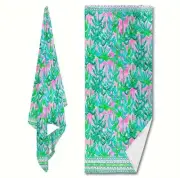 Brand New “Lilly-Type” Beach Towel Pink/Green Palm Tree Print Below $35 Retail