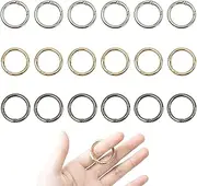 [Koceci] 18 Pcs Spring O Ring Clasp Circle Carabiner Purse Rings for Straps Metal Round Key Ring Keychain Clip Gold Silver (Colorful)