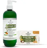 Ayouthveda Delicate Skin Pure Castile Soap & Delicate Skin Moisturiser Body Lotion Combo Nourishes & Hydrates skin, Soft Naturally Skin, Goodness of Tulsi, Neem, Coconut, Olive