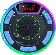 Bluetooth Speakers, DuoTen IPX7 Waterproof Wireless Portable Bluetooth Speakers w/LED Display, FM Radio, Suction Cup, Light Show, Loud Stereo Sound and Bass for Shower, Pool, Party, Travel, Outdoors