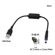 1x USB DC 5V To 12V 5.5mm x 2.1mm Step Up Power Boost Cable For Router LED Strip