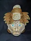 Aztec Inspired Ceramic Mask - Ready to Hang - Hand Built - 2024