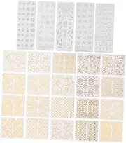 AUTSUPPL 5pcs Nail Art Stamper Stickers Nail Art Stamping Kits French Tip Stamp Template Image Plate Gel Display Decor Custom Vinyl Sticker Nail Stamper Kit Nail Stencil Tool for Stampers