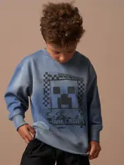 Angel & Rocket Blue Minecraft Washed Graphic 100% Cotton Sweatshirt (AK7706) | $65 - $74