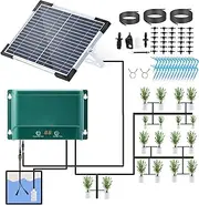 MEFESE Solar Automatic Drip Irrigation Kit 7 Timing Modes 30 Watering Modes 98.42FT Automatic Watering Irrigation System Set for Garden Beds Patio Lawn Plants Greenhouse Flower for 30 Plants
