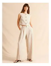 [Piper] Lyocell Linen Blend Wide Leg Pants in Assorted