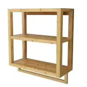 Bamboo 2-Tier Wall Shelf with Towel Bar Bathroom Shelf