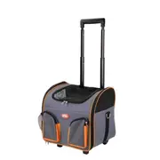 Pet Trolley Dog Cat Puppy Travel Wheeled Cart Portable Foldable Carrier Orange