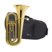 Harmonics HBB-L332L Bb Tuba 3/4 Size with 3 Pistons Brass Instrument with Case