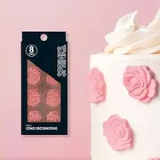 Sprinks Peony Rose Flower Icing Decorations | 8 Piece Set | Edible Flower Topping for Cakes and Cupcakes | Perfect for Decorating Pastel Pink Sprinkles Set