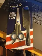 BARBASOL Barber Scissors and Comb/ 2 Pieces-Set/ 7" in (New)