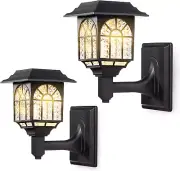 Solar Fence Lights 2 Pack Solar Lights Outdoor Waterproof Lantern Warm White New
