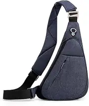 Long Keeper Casual Crossbody Sling Backpack Nylon Small Sling bag Sports Outdoor Gym Chest Bag Water Resistant Shoulder Bag Travel Hiking Daypack for Men Women, Navy Blue, S