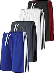 [Resinta] 4 Pack Boys Mesh Shorts Quick Dry Sports Running Shorts Active Athletic Shorts Basketball Performance Shorts