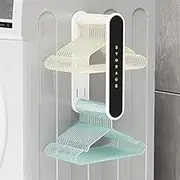 Pull-Out Clothes Hanger Storage Rack, Wall-Mounted Drying Organiser for Washing Machine, Adult and Child Hangers (White)