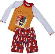 Boys Two Piece Rash Guard Swimsuits Kids Long Sleeve UV Sun Protection Sunsuit Swimwear Sets