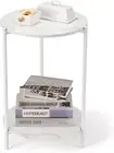 Round Side Table w/ Removable Tray, 2 Tier (White)