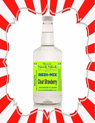 Shaved Ice Syrup -CLEAR STRAWBERRY FLAVOR IN LONG NECK QUART SIZE-BEST IN USA