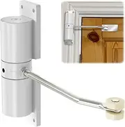 Automatic Door Closer, Zinc Alloy Safety Spring Door Closer Adjustable 30 kg Closing Door Hinge (White)