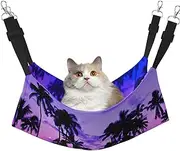 EdWal Palm Tree Purple Sunset print Soft Sleeping Hammock Cat Hammock for Cage Hanging,Pet Hammock Bed Adjustable for Small Animals